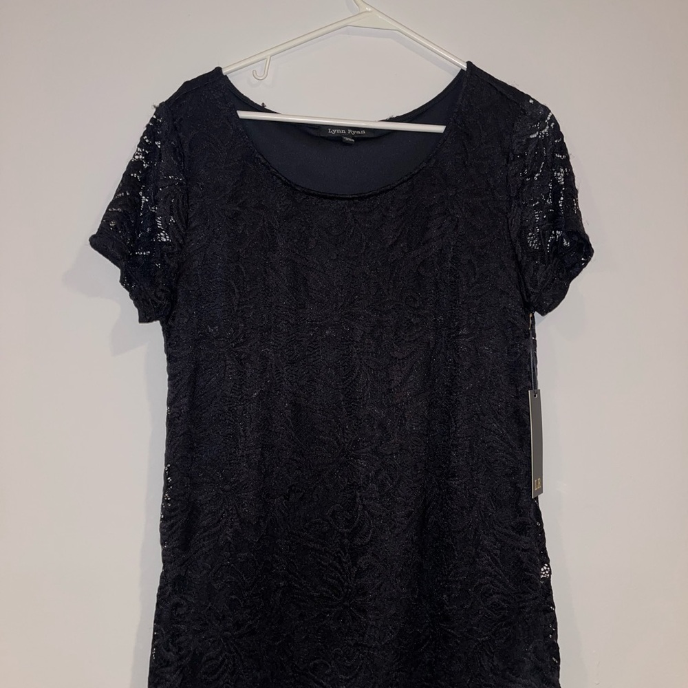 Lynn Ryan Woman’s Black Lace Short Sleeve Top  Sz XL